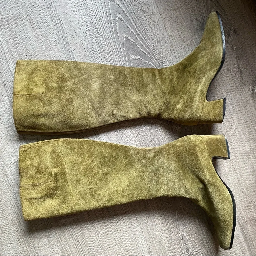 VINTAGE DKNY GREEN SEUDE LEATHER HIGH BOOTS